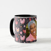 Mug Ferme de poules de coq noir rouge rose photo (Devant gauche)
