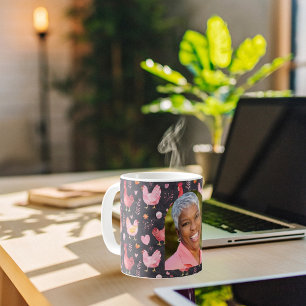 Mug Ferme de poules de coq noir rouge rose photo