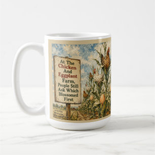 Mug Ferme de poulets et d'aubergines surréaliste de de