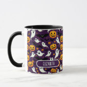 Mug Ferme Halloween chauves-Citrouille Motif violet (Gauche)