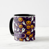 Mug Ferme Halloween chauves-Citrouille Motif violet (Devant gauche)