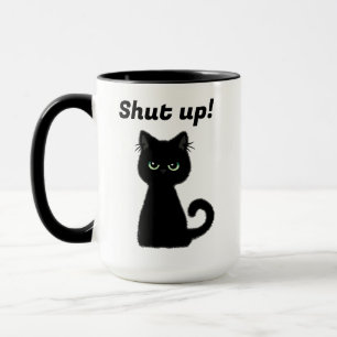 Mug Ferme-La ! Café du bureau de chat noir insulte