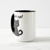Mug Ferme-La ! Café du bureau de chat noir insulte (Devant gauche)
