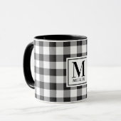Mug Ferme Moderne Vérifié Noir Buffle Monogrammé (Devant gauche)