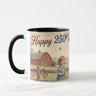 Mug Ferme Patriotique, Vintage Joyeux 250e USA 2026,