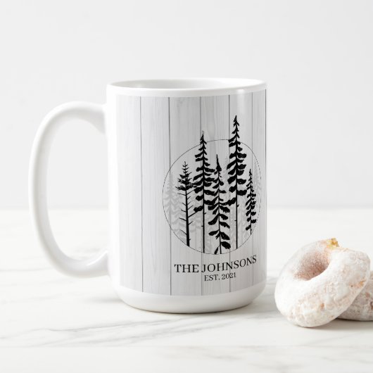 Mug Ferme Rustique moderne de pins (Avec donut)