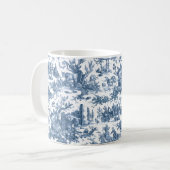 Mug Ferme vintage Rustique Français Toile Bleu & Blanc (Devant gauche)