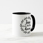 Mug Ferme Wreath Jesus M'aime Ce Je Connais Script (Devant droit)