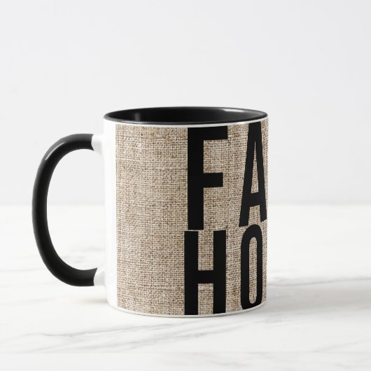 Mug FERMHOUSE Black Lettres Rustique Burlap Sacking (Gauche)