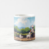 Mug Fermier, Chien Et Ferme En Pixel (Centre)