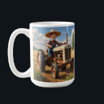 Mug Fermier sur tracteur<br><div class="desc">Cette tasse à café amusante présente un fermier de bandes dessinées sur un tracteur. Idéal pour cet homme qui aime ses jouets !</div>
