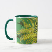 Mug Ferne, frondes, fleuris, vert jaune doré vert (Gauche)