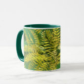 Mug Ferne, frondes, fleuris, vert jaune doré vert (Devant gauche)