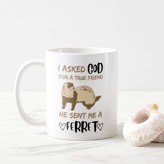 Mug Ferret Friend Adorable Funny Animaux de compagnie  (Avec donut)