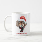 Mug Festif aquarelle Dachshund Père Noël Noël (Gauche)