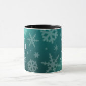 Mug Festif Blue Foil Snowflakes Monogramme Nom (Centre)