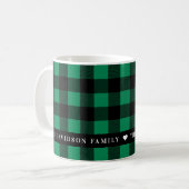 Mug Festif Buffle vert Plaid personnalisé Monogramme d (Devant gauche)