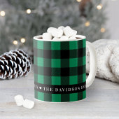 Mug Festif Buffle vert Plaid personnalisé Monogramme d