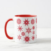 Mug Festif de Noël Blanc Flèches de neige rouges Étoil (Gauche)