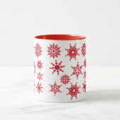 Mug Festif de Noël Blanc Flèches de neige rouges Étoil (Centre)