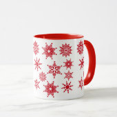 Mug Festif de Noël Blanc Flèches de neige rouges Étoil (Devant droit)