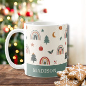 Mug Festif de Noël mignon Rainbows Fêtes Nom