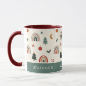 Mug Festif de Noël mignon Rainbows Fêtes Nom (Gauche)