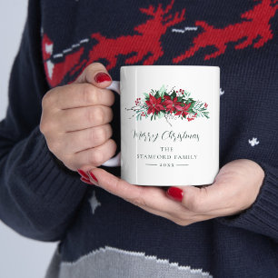 Mug Festif Famille Poinsettia Noël Fête Personnalisé