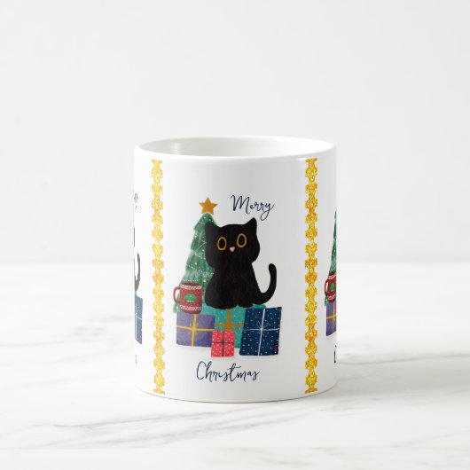 Mug Festif Joyeux Noël mignon Cat noir café Art (Centre)