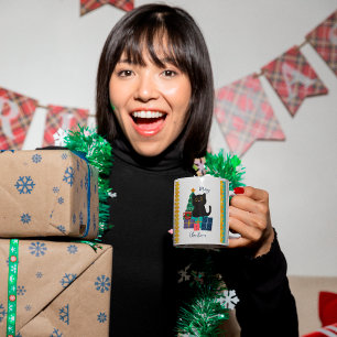 Mug Festif Joyeux Noël mignon Cat noir café Art