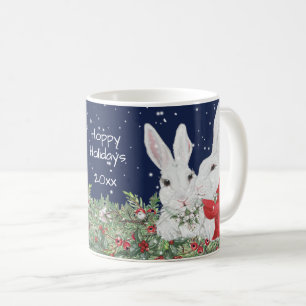 Mug Festif lapin de Noël Festif hiver personnalisé Dat