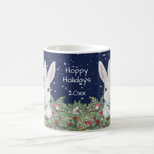 Mug Festif lapin de Noël Festif hiver personnalisé Dat (Centre)