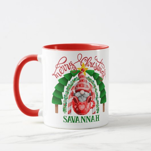 Mug Festif mignon Gnome Joyeux Arbre de Noël Arc-en-ci (Gauche)