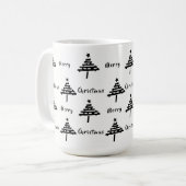 Mug Festif moderne Noir Blanc Noël Arbre de Noël (Devant gauche)
