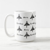 Mug Festif moderne Noir Blanc Noël Arbre de Noël (Gauche)