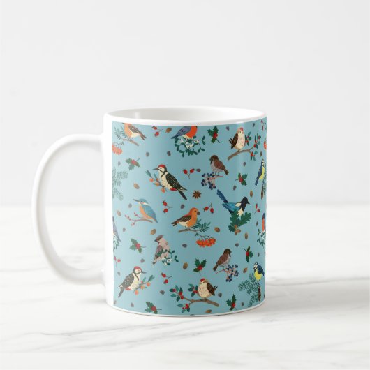 Mug Festif Oiseaux d'hiver Motif de Noël (Gauche)