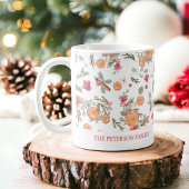 Mug Festif Orange Pine floral Aquarelle