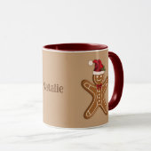 Mug Festif pain d'épices Cookie de Noël avec nom (Devant droit)
