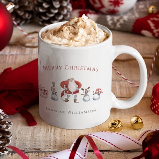 Mug Festif père Noël snowmen aquarelle noël