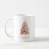 Mug Festif personnalisé Arbre de Noël rose (Gauche)