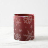 Mug Festif Red Foil Snowflakes Nom du monogramme (Centre)