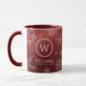 Mug Festif Red Foil Snowflakes Nom du monogramme (Gauche)