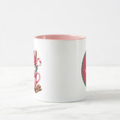 Mug Festif rose gnomes de Noël ajouter monogramme (Centre)
