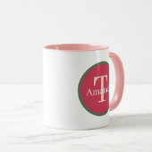 Mug Festif rose gnomes de Noël ajouter monogramme (Devant droit)