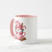Mug Festif rose gnomes de Noël ajouter monogramme (Devant gauche)