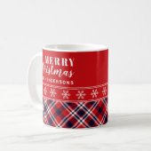 Mug Festif Rouge Tartan Plaid Noël personnalisé (Devant gauche)