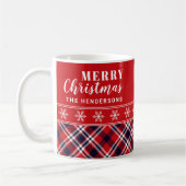 Mug Festif Rouge Tartan Plaid Noël personnalisé (Gauche)