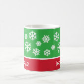 Mug Festif Snowflakes Custom Christmas Monogramme Nom (Centre)