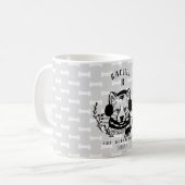 Mug Festif vacances Chien Etching Famille Monogramme (Devant gauche)