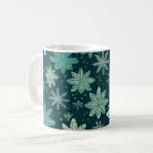 Mug Festif Vert Jaune Snowflake Motif de vacances (Devant gauche)